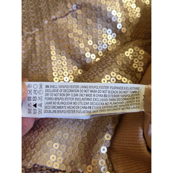 Forever 21 Sequin Bomber Jacket Rose Gold Shimmer Zip Front Satin Lined Womens M - Picture 4 of 4